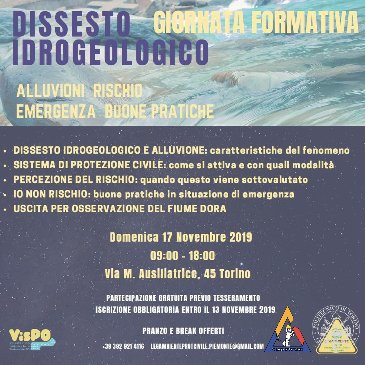 Giornata formativa: Dissesto idrogeologico - Alluvioni rischio emergenza, buone pratiche